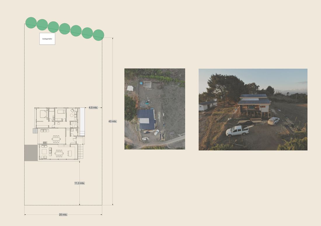 Planta de la casa y fotografías de la situación existente del terreno